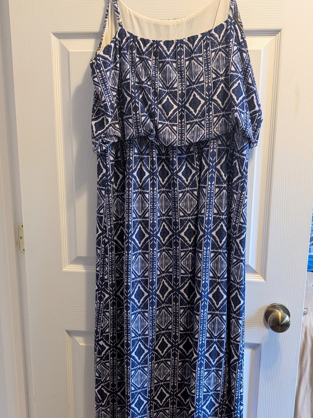 Blue Boho Geometric Maxi Dress with Pink Border - Women - Picture 5 of 5